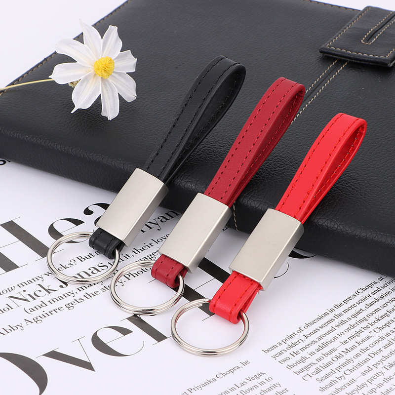 Metal keyring with PU leather attachment for stylish organization