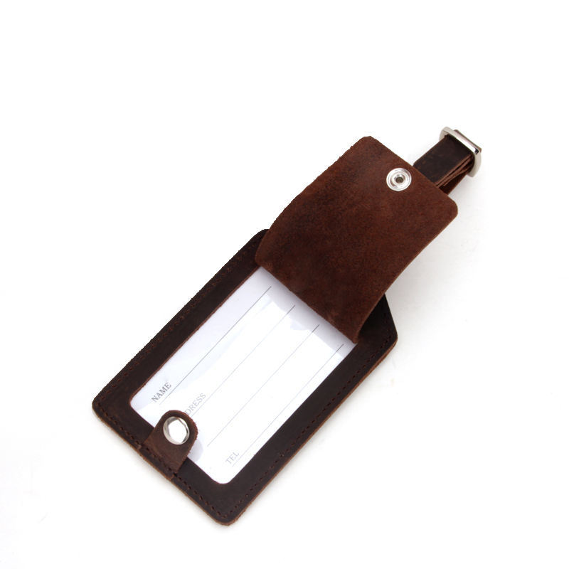 Elegant leather luggage tag for stylish travel identification