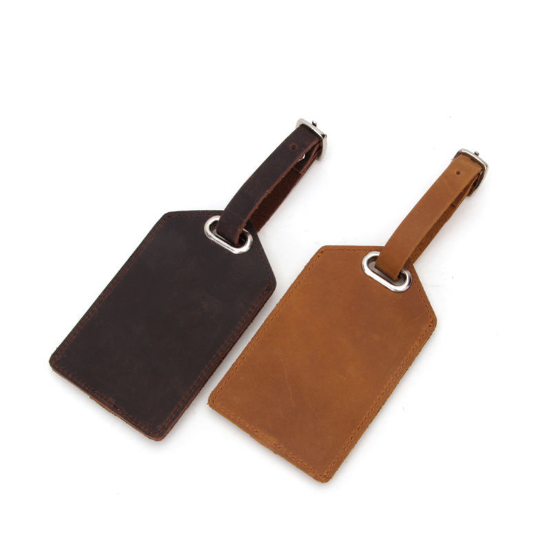 Elegant leather luggage tag for stylish travel identification