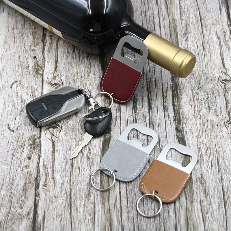 A stylish and durable PU leather bottle opener with a sleek design.